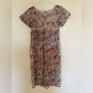 Vintage sheer floral dress, size small, multicolored